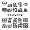 autonomous robot delivery icons set vector