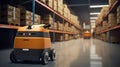 Autonomous robot delivery in warehouses with wireless connection, Smart industry concept