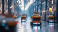 Autonomous robotic delivery systems in a futuristic warehouse