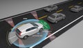 Autonomous self-driving electric car showing Lidar and Safety seSmart car, Autonomous self-driving car with Lidar, Radar and wirel Royalty Free Stock Photo