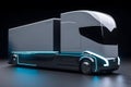 Autonomous self driving truck on display, Generative AI