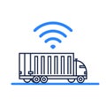 Autonomous self-driving truck icon on white background. Remote control vehicle. Unmanned truck, future futuristic car Royalty Free Stock Photo