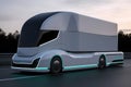 Autonomous self driving truck on the road, Generative AI