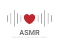 Autonomous sensory meridian response, ASMR logo or icon. Heart shape and sound waves as a symbol of enjoying sounds, whisper or