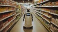Autonomous service robot navigates grocery store aisle