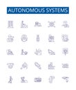 Autonomous systems line icons signs set. Design collection of Autonomous, Systems, Robots, Artificial, Intelligence