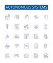 Autonomous systems line icons signs set. Design collection of Autonomous, Systems, Robots, Artificial, Intelligence