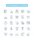 Autonomous systems vector line icons set. Autonomous, Systems, Robotics, AI, Unmanned, Learning, Intelligent