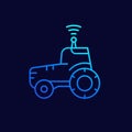 autonomous tractor or agrimotor line vector icon