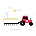 Autonomous Tractor In Flat Vector Illustration Symbolizing Smart Agriculture, Precision Farming, And Agricultural