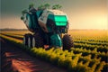 Autonomous tractor working in field created with Generative Ai