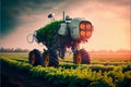 Autonomous tractor working in field created with Generative Ai