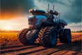 Autonomous tractor working in field created with Generative Ai