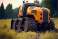 Autonomous tractor working in field created with Generative Ai
