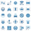 Autonomous Vehicle AV colored icons - vector Car Autopilot signs