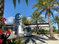 An autonomous vehicle called Beep at a shuttle stop in Lake Nona