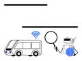 Autonomous Vehicle and Robot Analyzing Smart Transport Data Using Connectivity and AI Tools Royalty Free Stock Photo