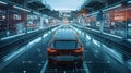 Autonomous Vehicle Scanning Highway with Advanced Tech. Concept Autonomous Vehicles, Highway