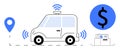 Autonomous Vehicle Concept with Location and Cost Elements for Future Transportation Royalty Free Stock Photo