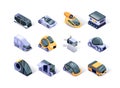 Autonomous vehicles isometric icons set. Royalty Free Stock Photo