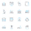 Autonomous vehicles linear icons set. Automation, Self-driving, Robotics, Navigation, AI, Mobility, Safety line vector Royalty Free Stock Photo