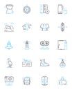 Autonomous vehicles linear icons set. Automation, Self-driving, Robotics, Navigation, AI, Mobility, Safety line vector