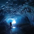 Autonomous vehicles mapping uncharted ice caves in deep-sea expeditions Royalty Free Stock Photo