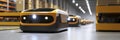 Autonomous warehouse robots on logistics network floor