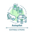 Autopilot concept icon. Autonomous car, driverless vehicle. Smart car. Self-driving auto idea thin line illustration