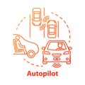 Autopilot concept icon. Autonomous car, driverless vehicle. Smart car. Self-driving auto idea thin line illustration