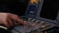 Autopilot control element of an airliner. Panel of switches on an aircraft flight deck. Thrust levers of a twin engined Royalty Free Stock Photo