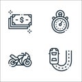 autoracing line icons. linear set. quality vector line set such as fast, motorbike, stopwatch Royalty Free Stock Photo