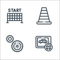 autoracing line icons. linear set. quality vector line set such as game, gear, traffic cone Royalty Free Stock Photo