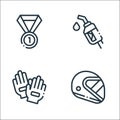 autoracing line icons. linear set. quality vector line set such as helmet, gloves, gasoline Royalty Free Stock Photo