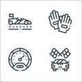 autoracing line icons. linear set. quality vector line set such as racing, speedometer, gloves