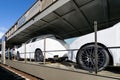 Autorack with new Porsche cars