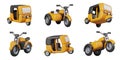 Autorickshaw car, motorcycle with sidecar on white background Royalty Free Stock Photo