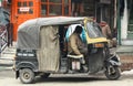 Autorickshaw or three wheel bike on a street,which is a famous traditional taxi