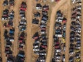 Autos in salvage yard for spare parts in St Louis, Mo Royalty Free Stock Photo