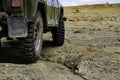 Autotravel. Jeep on the mountain roads. Mountains, stone desert. Royalty Free Stock Photo