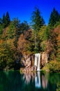 Autum colors and waterfalls of Plitvice lakes in Croatia Royalty Free Stock Photo