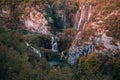 Autum colors and waterfalls of Plitvice National Park in Croatia Royalty Free Stock Photo