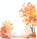 Autum Falling Painting Background. Illustration AI Generative