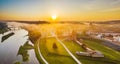 Autumm fog over Kaunas old town, Lithuania Royalty Free Stock Photo