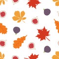 Seamless pattern with figs and leaves. Royalty Free Stock Photo