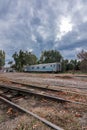 Autumn in an abandoned train station, train carriage