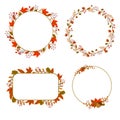 Autumn abstract floral background. Collection of autumn wreaths of leaves Royalty Free Stock Photo