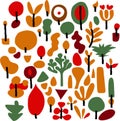 Autumn abstract modern forest with shapes and