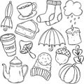 Autumn accessories vector set