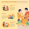 Autumn activities for couples flat color vector infographic template